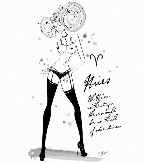 Aries - Ariete - Astrology - Zodiac - AstroPinup - Pinup girl - Erotic - Birthday - Gift by Artemisia