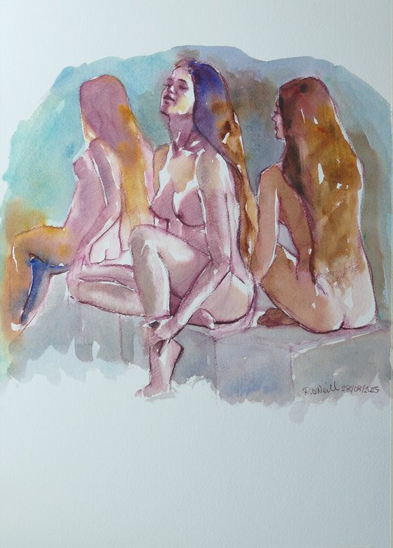 seated nude 3 poses