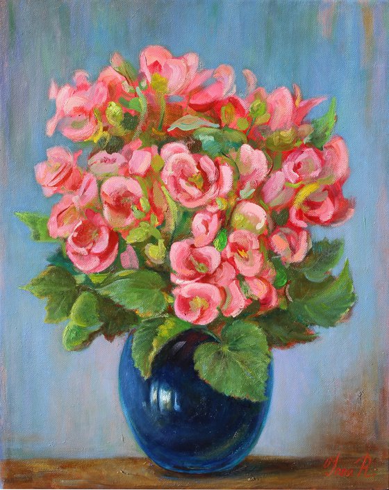 Flowers in a blue vase