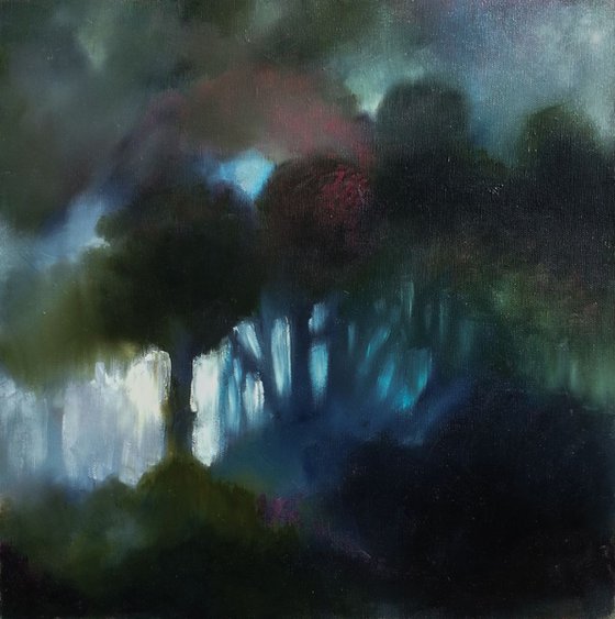 Night - landscape - medium size oil painting - 40X40cm