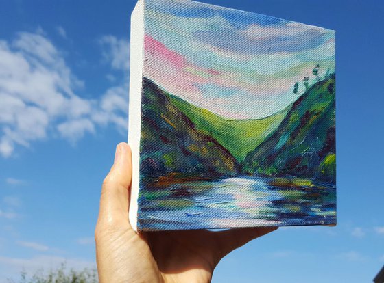 Sunset skies over Glendalough Lake, Wicklow Ireland- a mini masterpiece & perfect gift