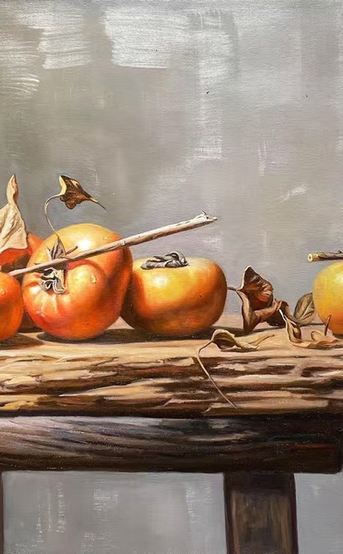 Persimmons on the table c231 by Kunlong Wang