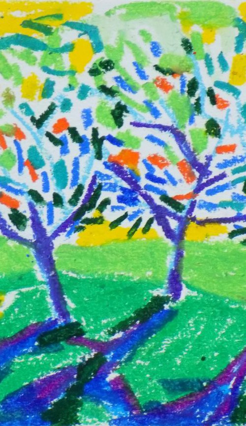 Orchard in green - drawing by Maja Grecic