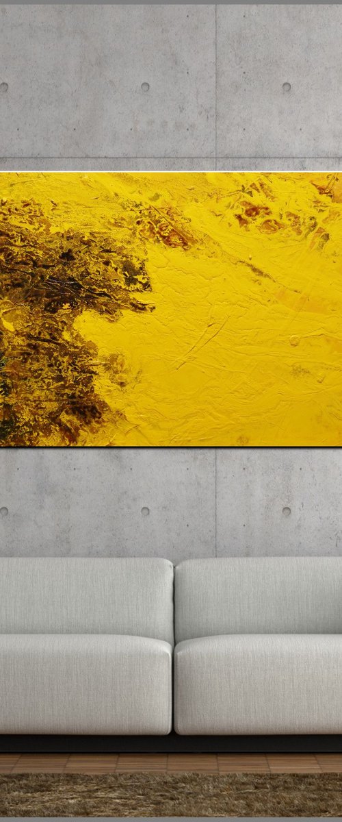 Eternal Sunshine 200cm x 80cm Black Yellow Textured Abstract Art by Franko