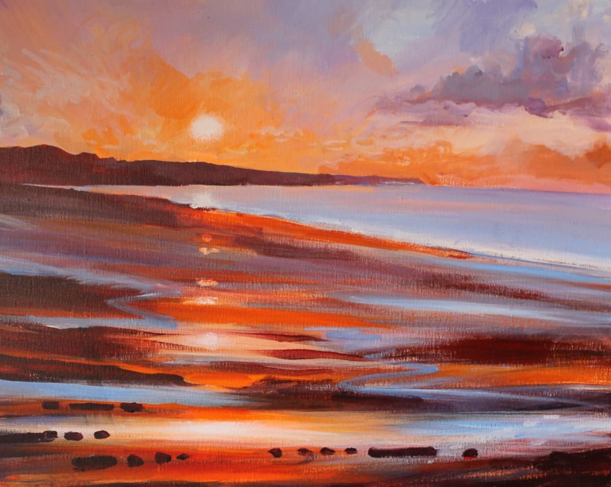 Sunset at Whitby by David Pott