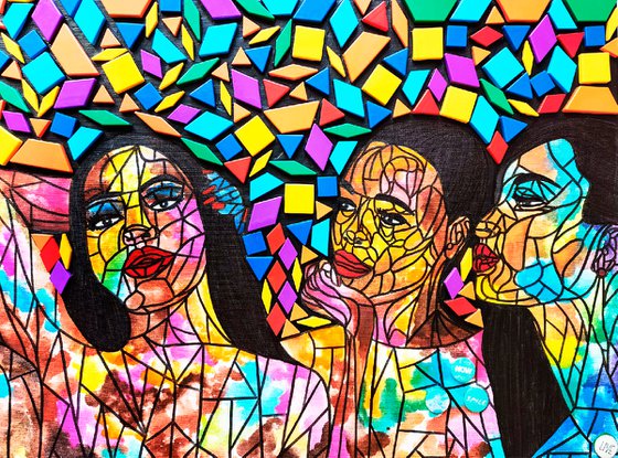 African American art with abstract black women