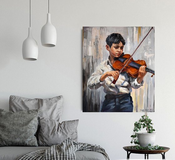 A boy with a violin