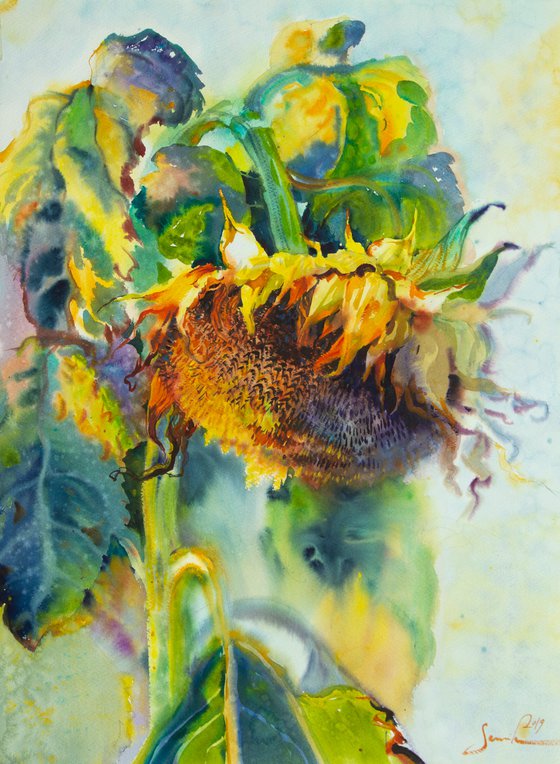 Sunflowers painting - This work won “Excellent Award” in 2020 Malaysia International Online Juried Art Competition FLORA category!