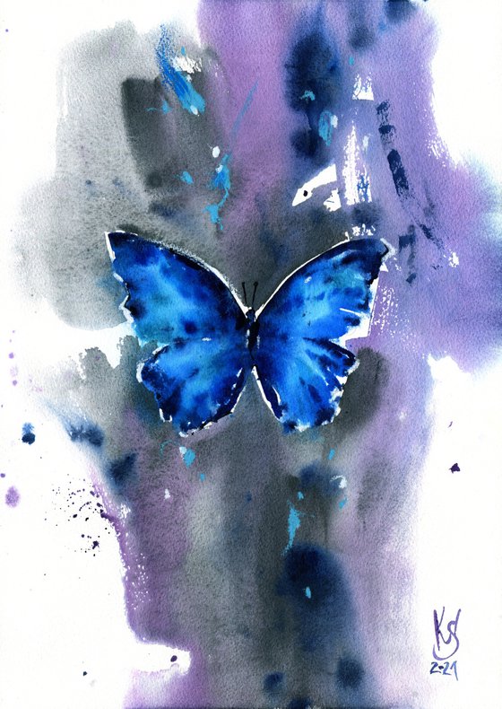 "Blue morpho butterfly "Original watercolor painting