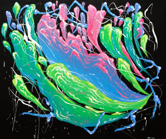 Abstract Sea Ocean Canvas XXL. Abstraction water. Street art, graffiti style