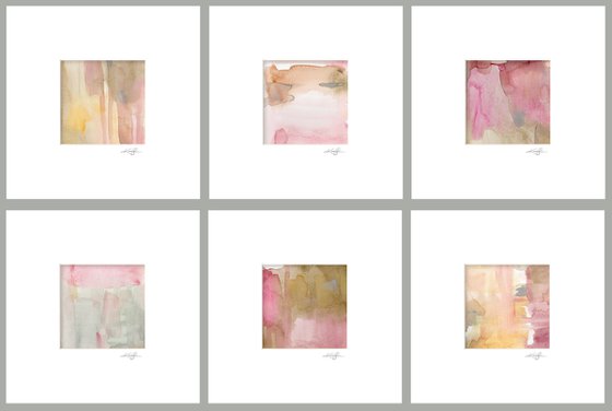 Lullaby Collection 3 - Set of 6 Abstract Paintings in Mats by Kathy Morton Stanion