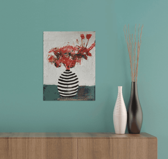 Flowers and Striped Vase #3