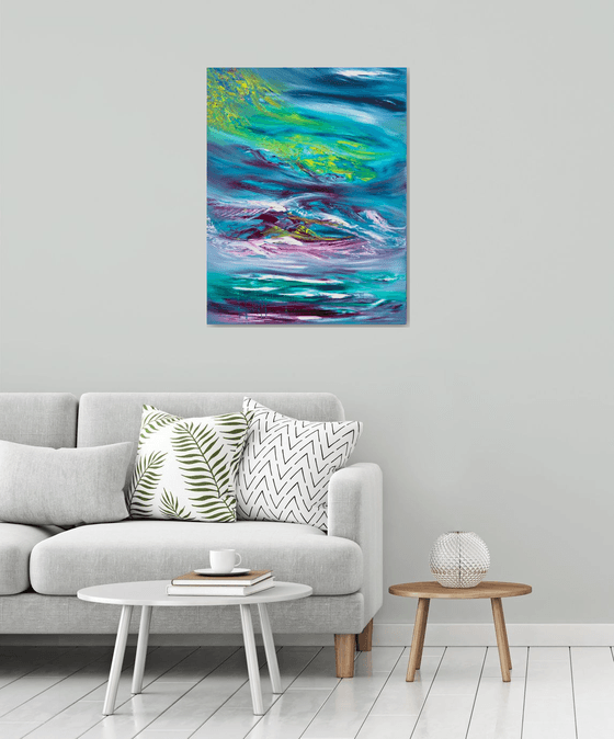 Soul's storm, abstract emotional landscape, 70x90 cm