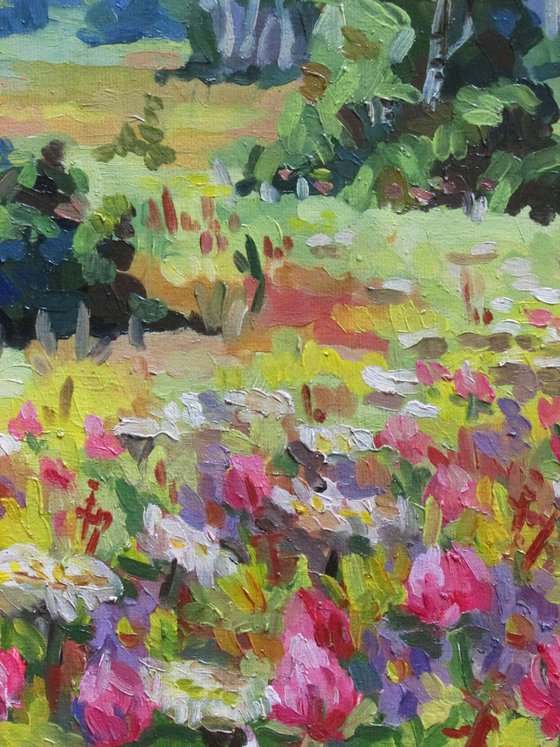Summer day landscape painting