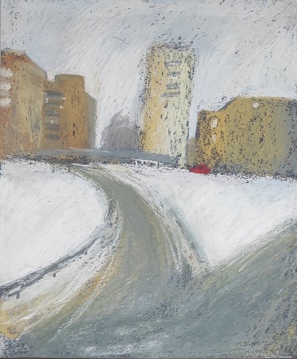 Red car. Snow landscape by Natasha Voronchikhina