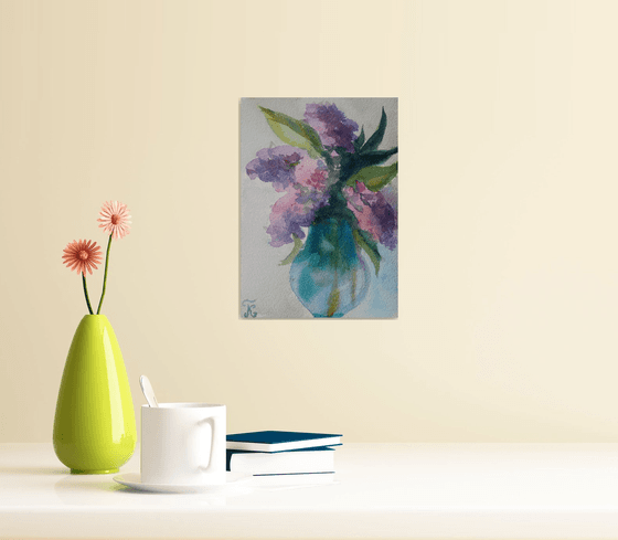 Flowers lilac Watercolor painting