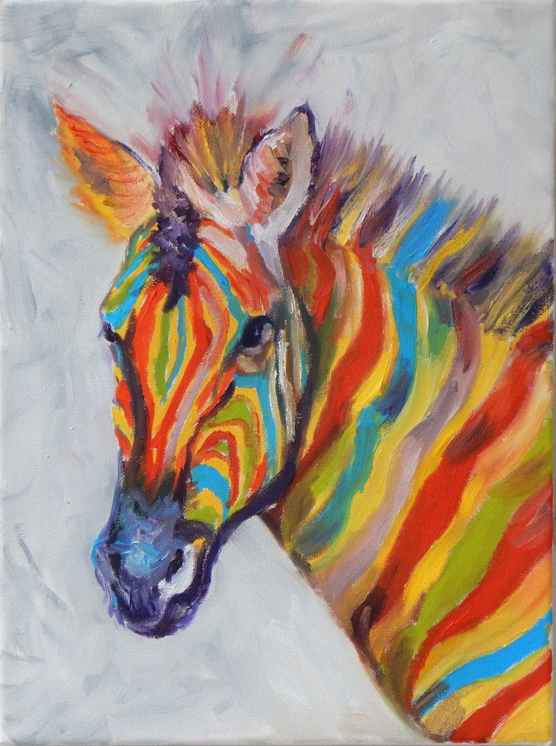 Rainbow Zebra Oil Painting By Vita Schagen Artfinder