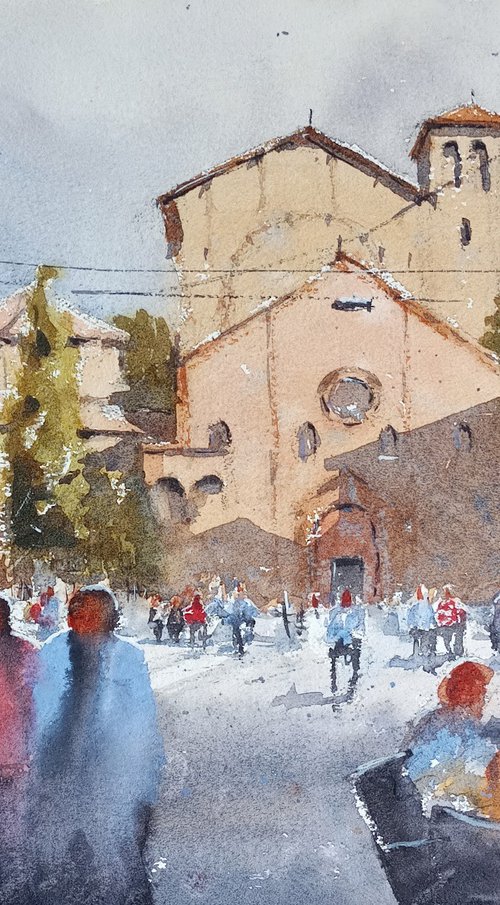 Aperitif time in Piazza Santo Stefano in Bologna by Tollo Pozzi
