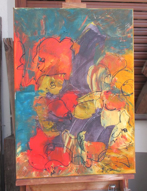 abstract flowers oil on canvas