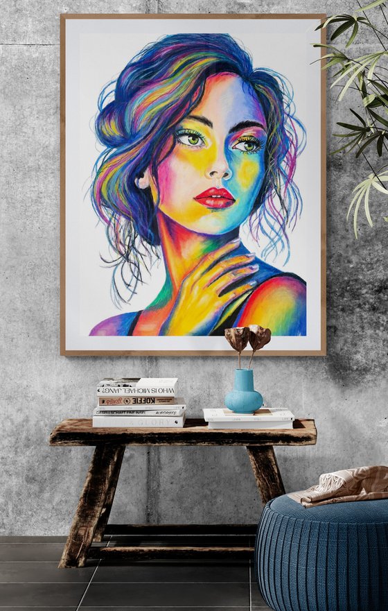 Colorstorm Muse - Oil Pastel Women Portrait