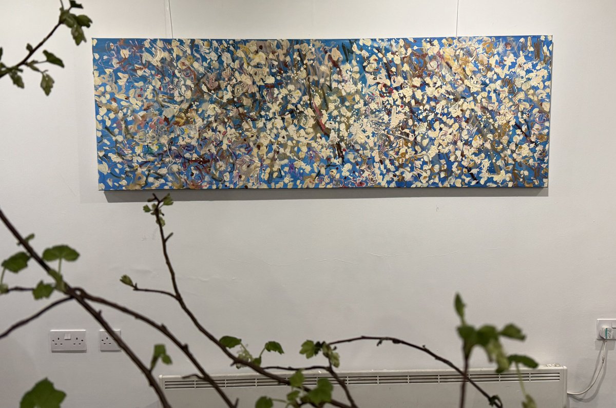 Expressive Abstract Oil Painting By Lilia Orlova-Holmes, 72 X 24", Blue Sky, Original Artwork