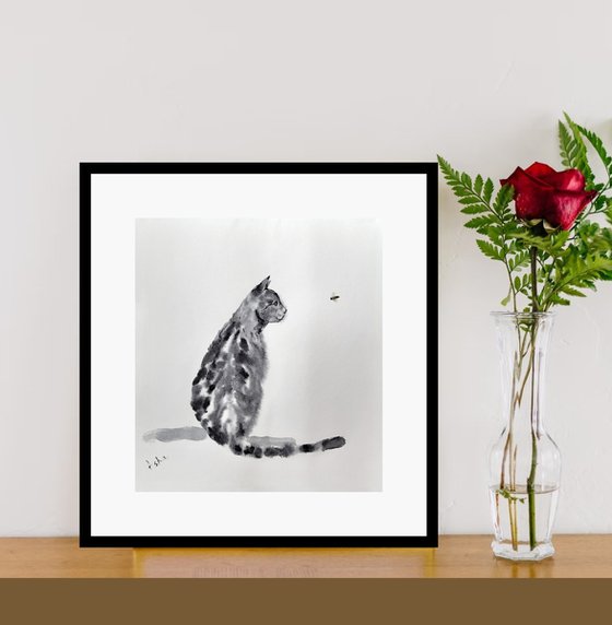 Tabby Cat and the Bumblebee