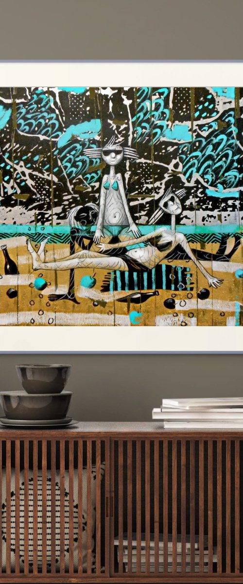 Golden Sand Beach Girls by Evgen Semenyuk