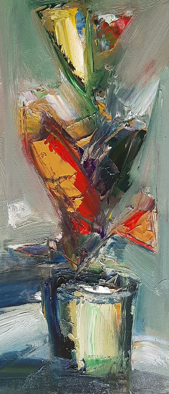 Still life flowers, 40x30cm, oil painting, palette knife