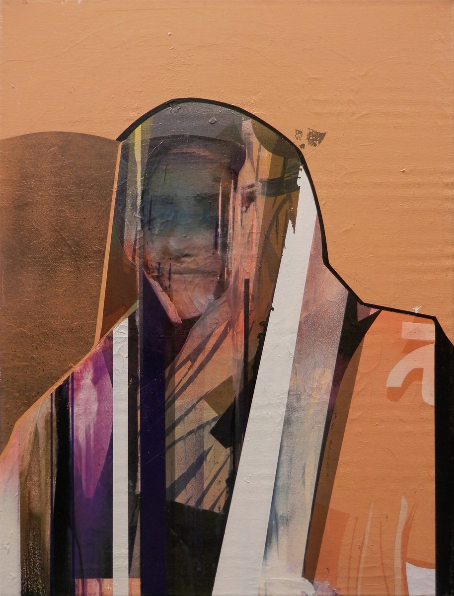 Expressive Portrait Oil Painting By Milos Hronec, 18 X 24", Farewell, Original Artwork