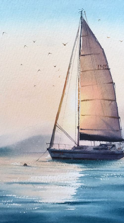 Yacht anchored by Eugenia Gorbacheva