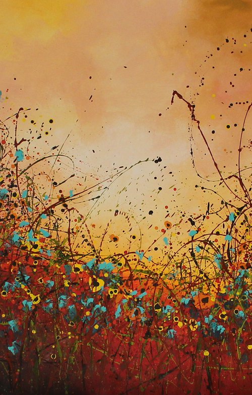 Dream Land #2 - Super sized original abstract floral landscape by Cecilia Frigati