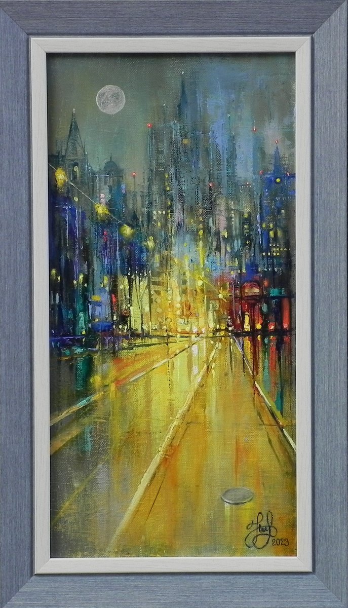 Impressionistic Landscape Oil Painting By Yurii Novikov, 11 X 19", "City", Original Artwork