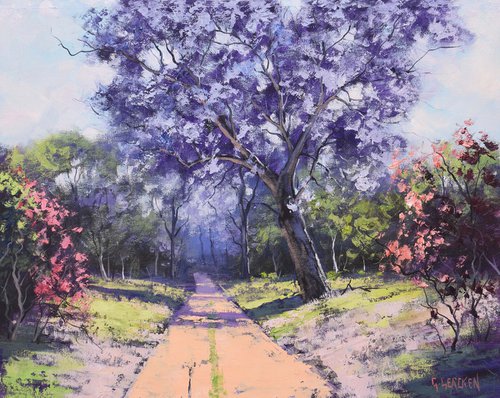 Country road with Jacaranda Trees Australia by Graham Gercken