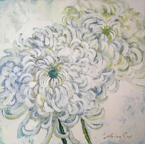 “Two White Chrysanthemum ” by Anna Silabrama