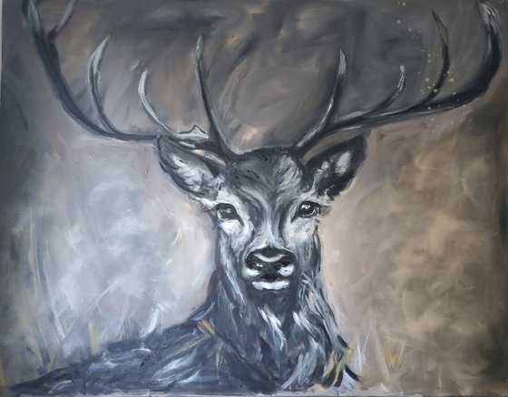 Black deer painting