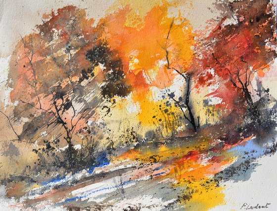 Autumnal sunlight - watercolor
