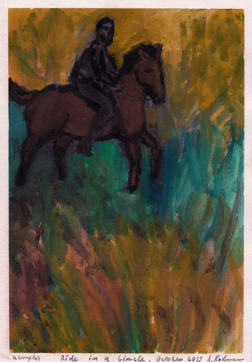 Ride in a Circle, October 2015, acrylic on paper, 29,6 x 20,8 cm by Alenka Koderman