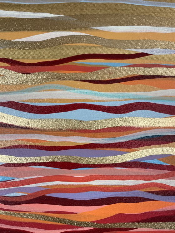 Golden Flow - 152 x 61 cm - metallic gold paint and acrylic on canvas