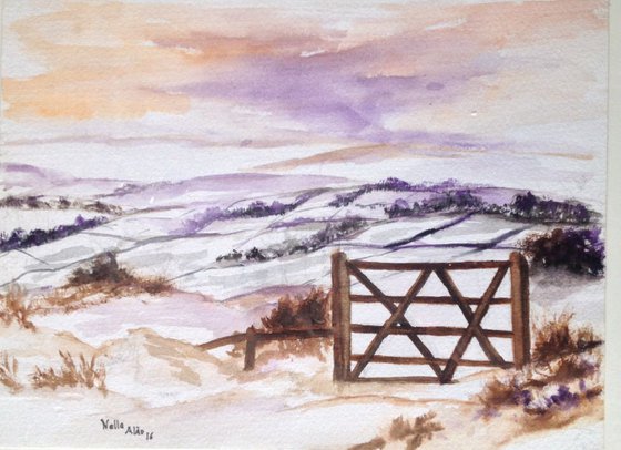 Beautiful Winter, original watercolour painting with mount