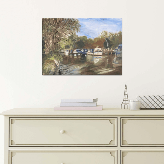 Grove Ferry Moorings - An original painting of this delightful place!