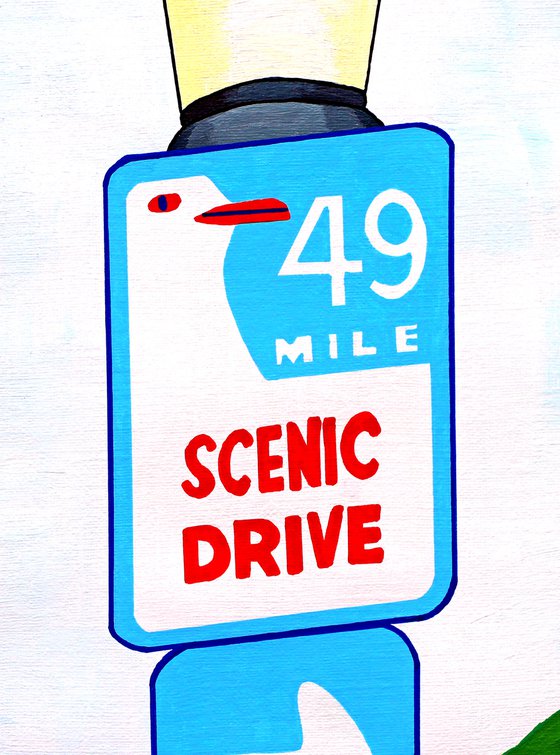 San Francisco Scenic Drive Sign - Painting on Unframed A3 Paper