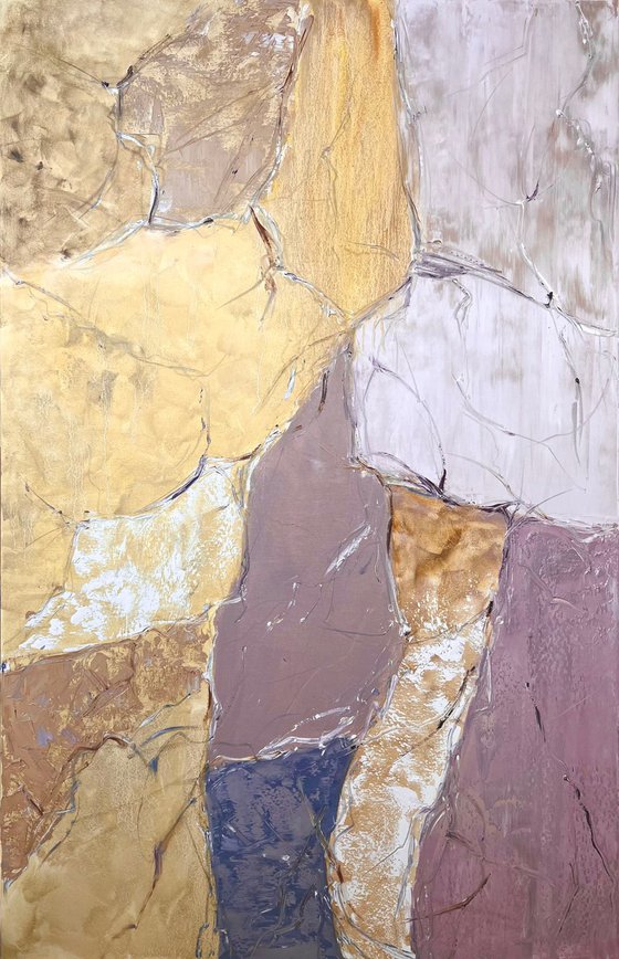 Сarmine Beige abstraction. Warm Geometric Abstract Art. POWER OF THE STONE/