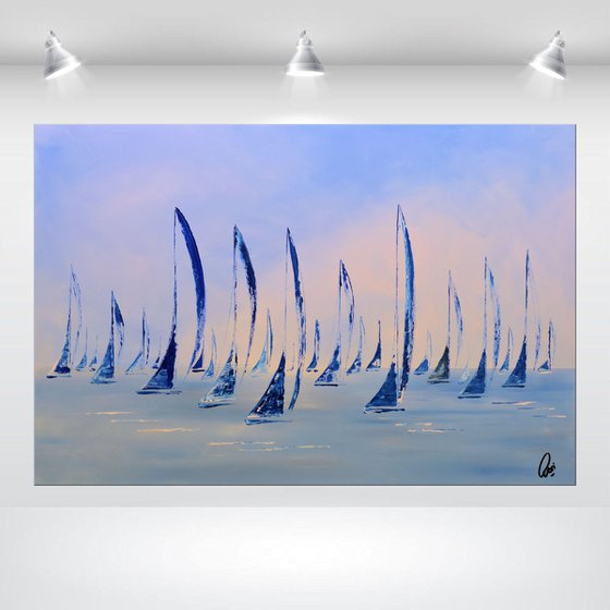 In Harmony - abstract seascape on canvas, ready to hang