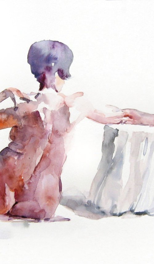 sitting nude by Goran Žigolić Watercolors