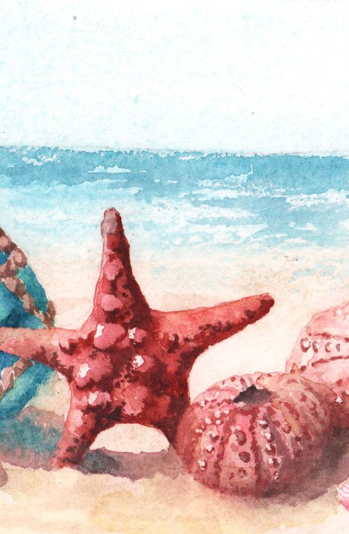 Beachcomber's Bounty - Original Watercolour Painting by Alison Fennell