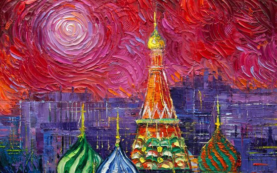 MOSCOW SAINT BASIL'S CATHEDRAL 40x50cm original oil painting, handmade by Mona Edulesco