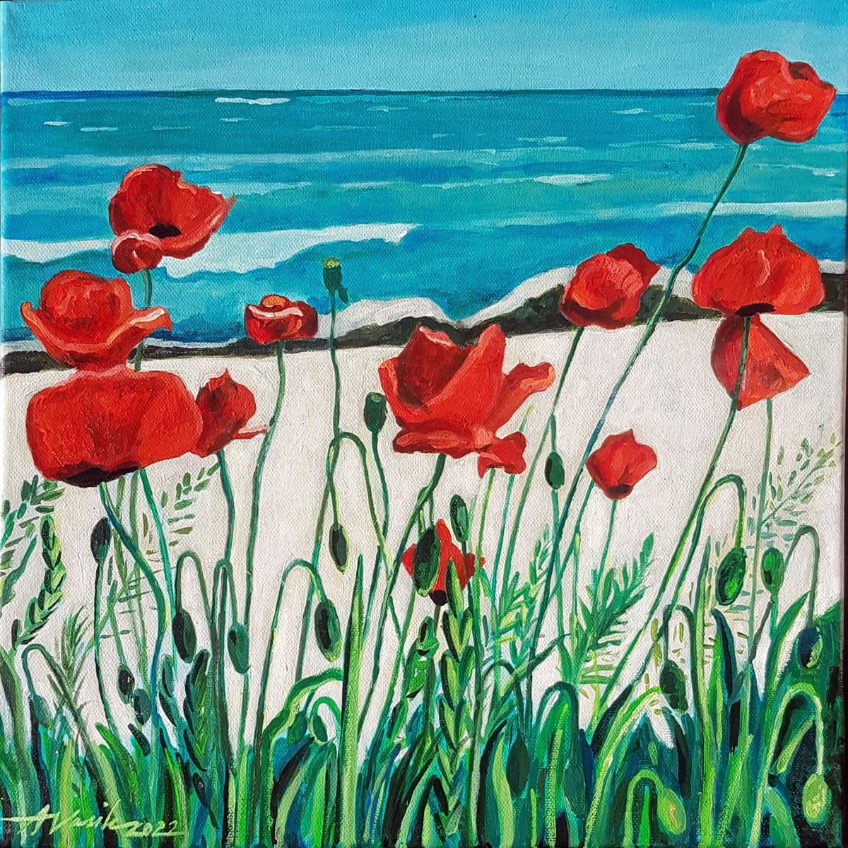 Poppies at the Seaside by Adriana Vasile