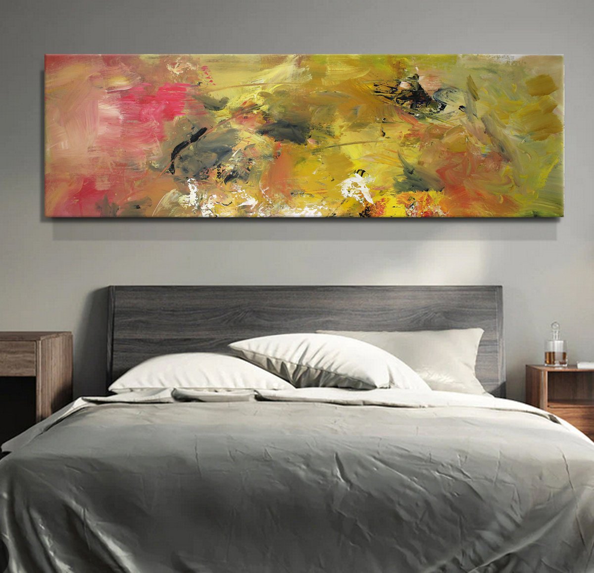 Abstract Oil Painting By Hugh Abernethy, 64 X 20, Wotogwa, Original Artwork