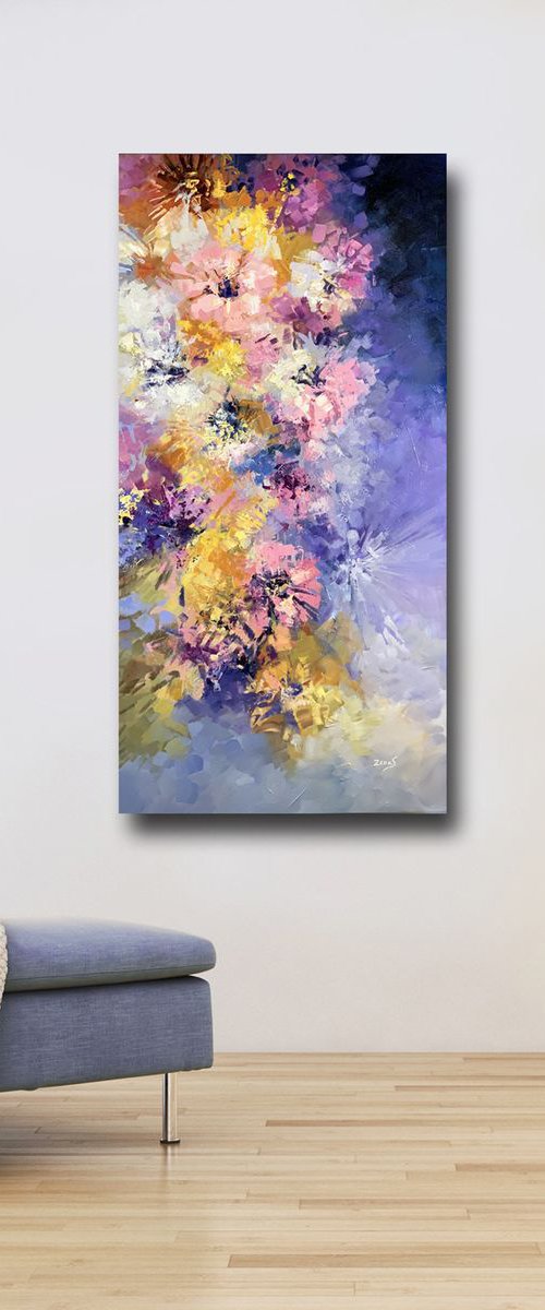 Flowers Oil Abstract Painting Drop of Light by Sandra Zekk