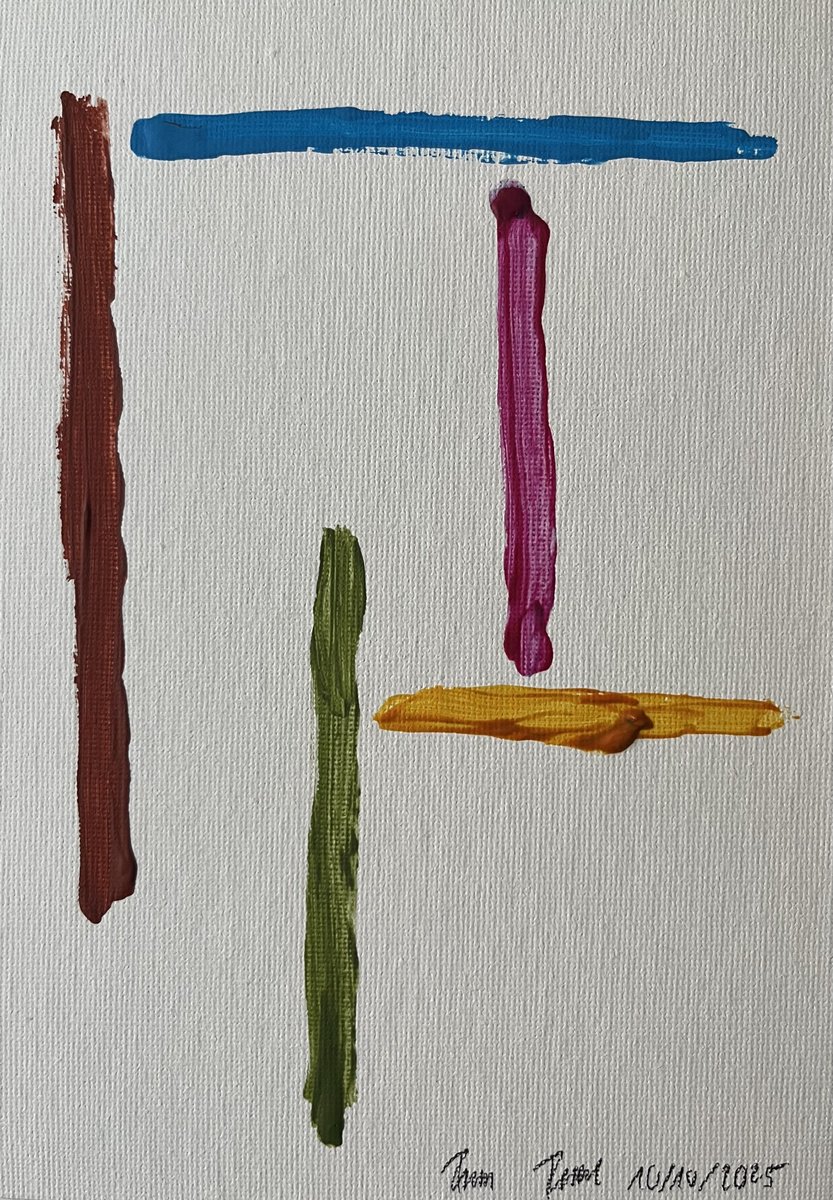 Geometric Abstract Acrylic Painting By Franz Friedel, 6 X 8, Traces Ii, Original Artwork